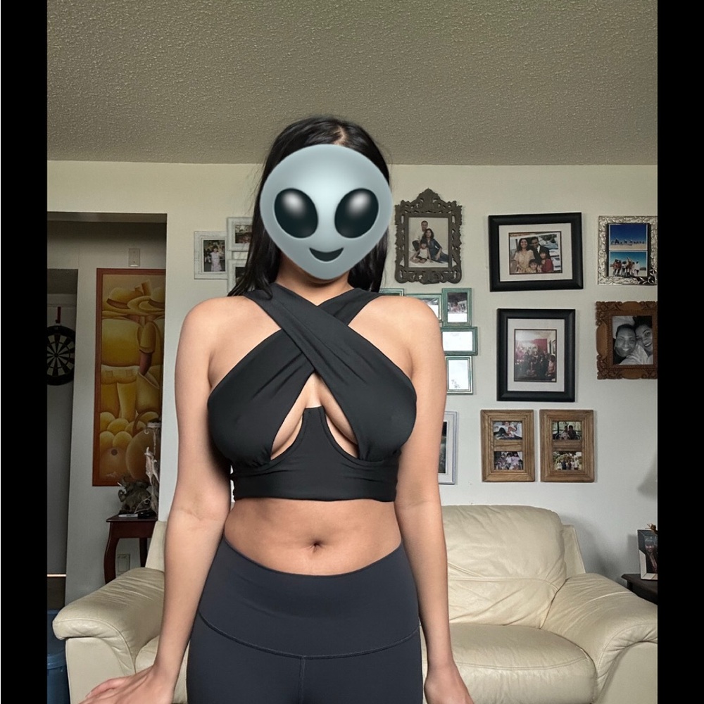 B1 Black Crisscross Halter Top